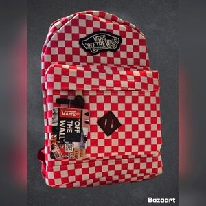 Vans Pink and White Checkerboard Backpack